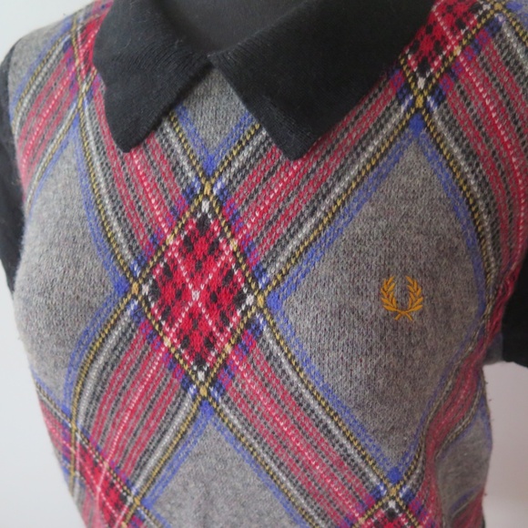 Fred Perry Tartan Plaid Collared Sweater - Wool/Cotton - Picture 3 of 10